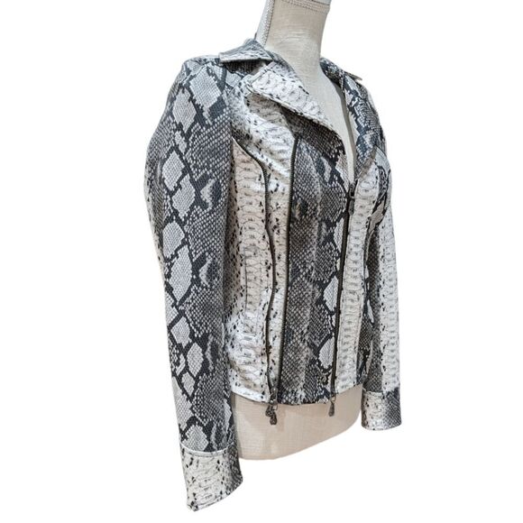 NWOT Affliction Women's Faux Snake Print Full Zip Moto Jacket Size XS - Picture 3 of 12
